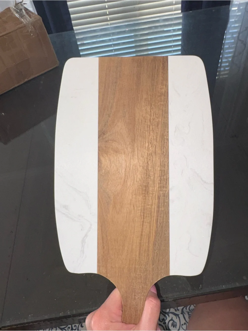 Marble & Acacia Wood Cutting Board | 14x7 | Charcuterie Serving Board